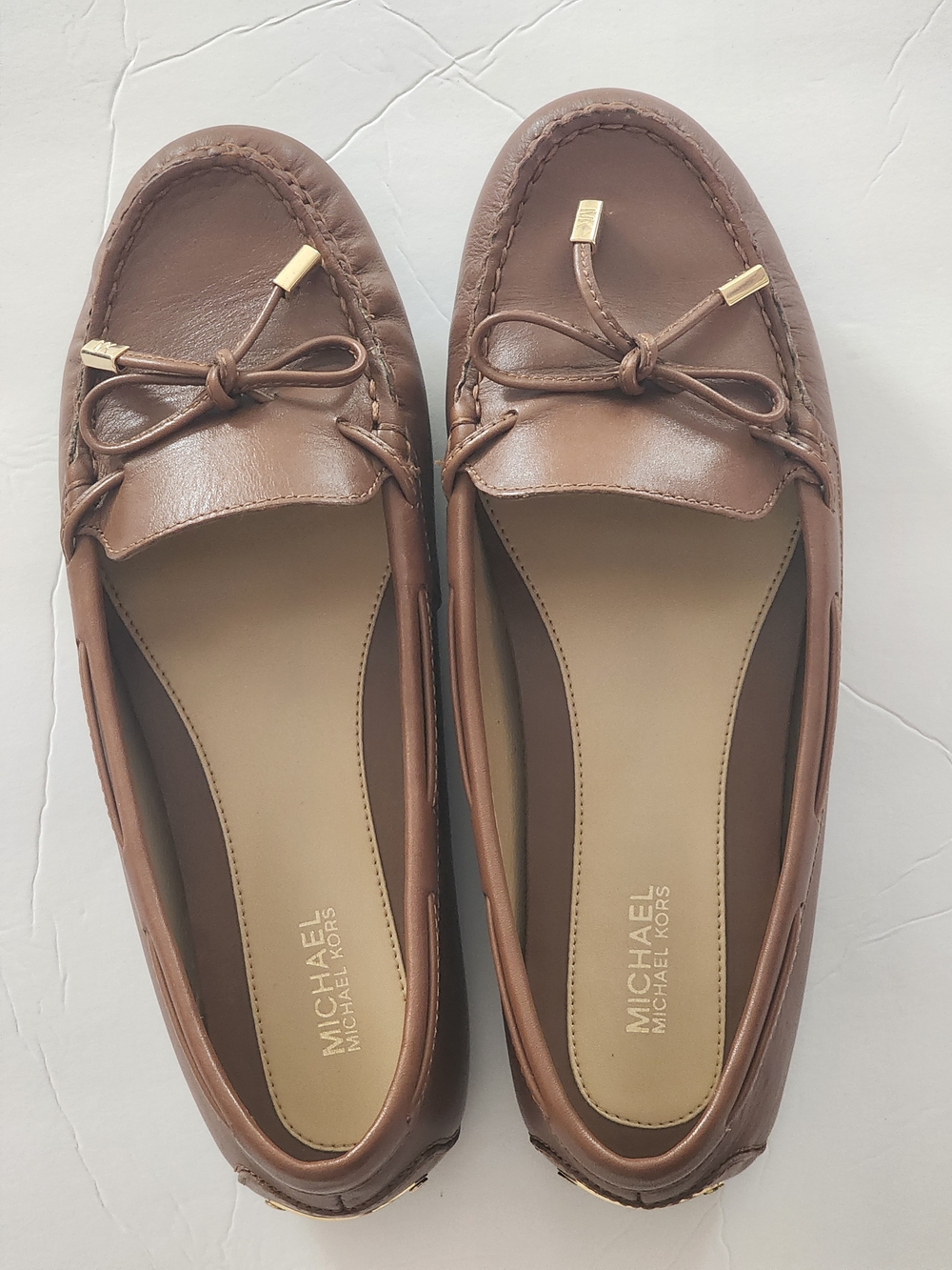 MICHAEL Michael Kors Chestnut Leather Bow Moccasins